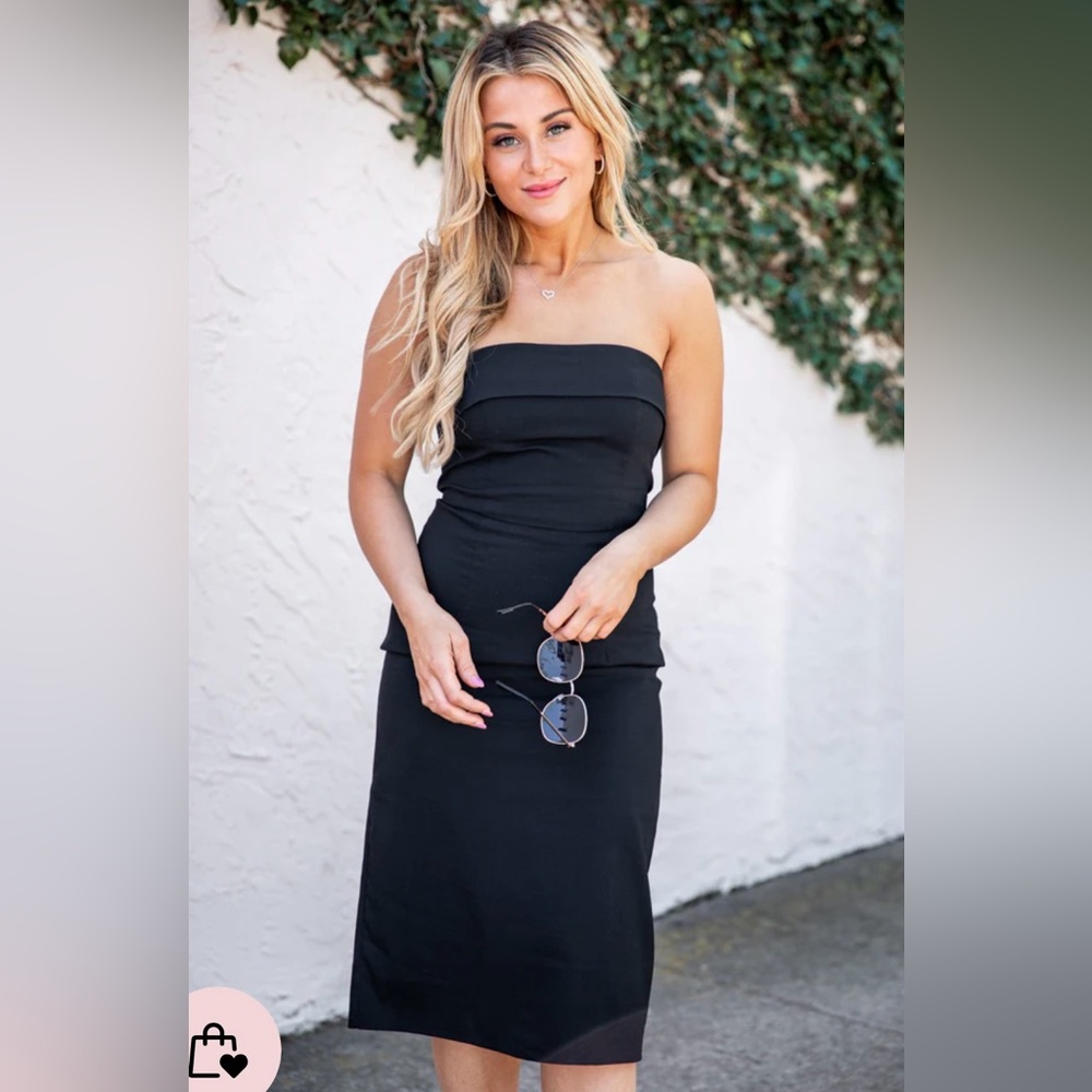 NWT Pink Lily Boutique Black Strapless Midi Dress